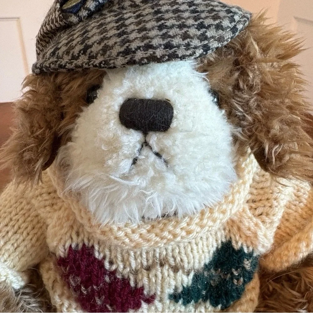 Brass Button Pickford Bears AUGIE Dog Gold Argyle Sweater Bear of Friendship